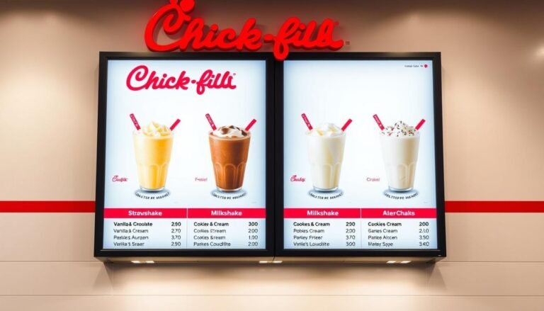 chick-fil-a milkshakes menu with prices